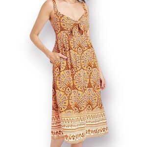 Knox Rose Hawaiian Tie-front Tank Midi Sun Dress - Womens sz L